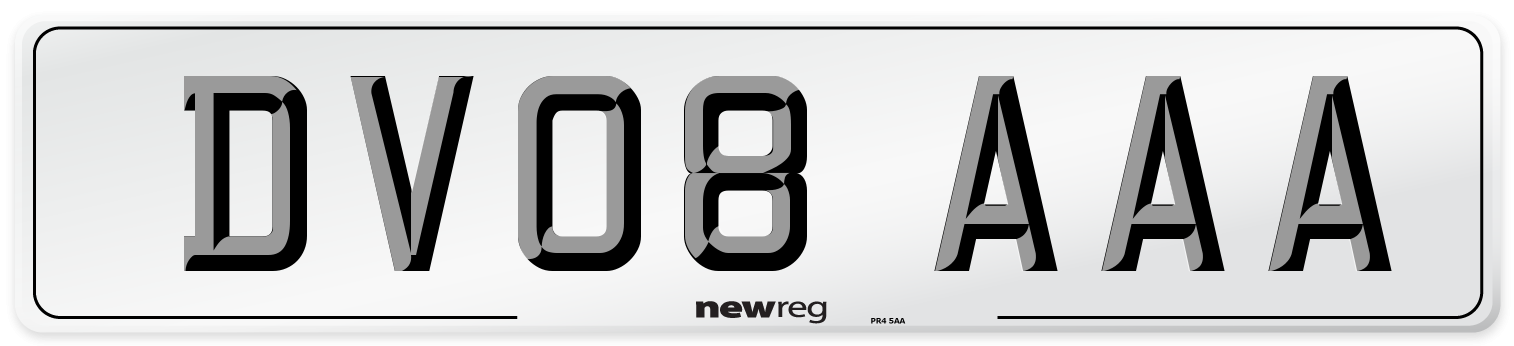 DV08 AAA Number Plate from New Reg